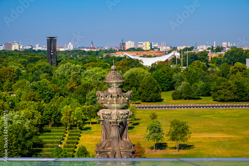 Berlin, Germany - Panoramic view of the Groser Tiergarten park with modern House of the World’s Cultures - Haus der Kulturen Der Welt - contemporary arts center in West Berlin photo