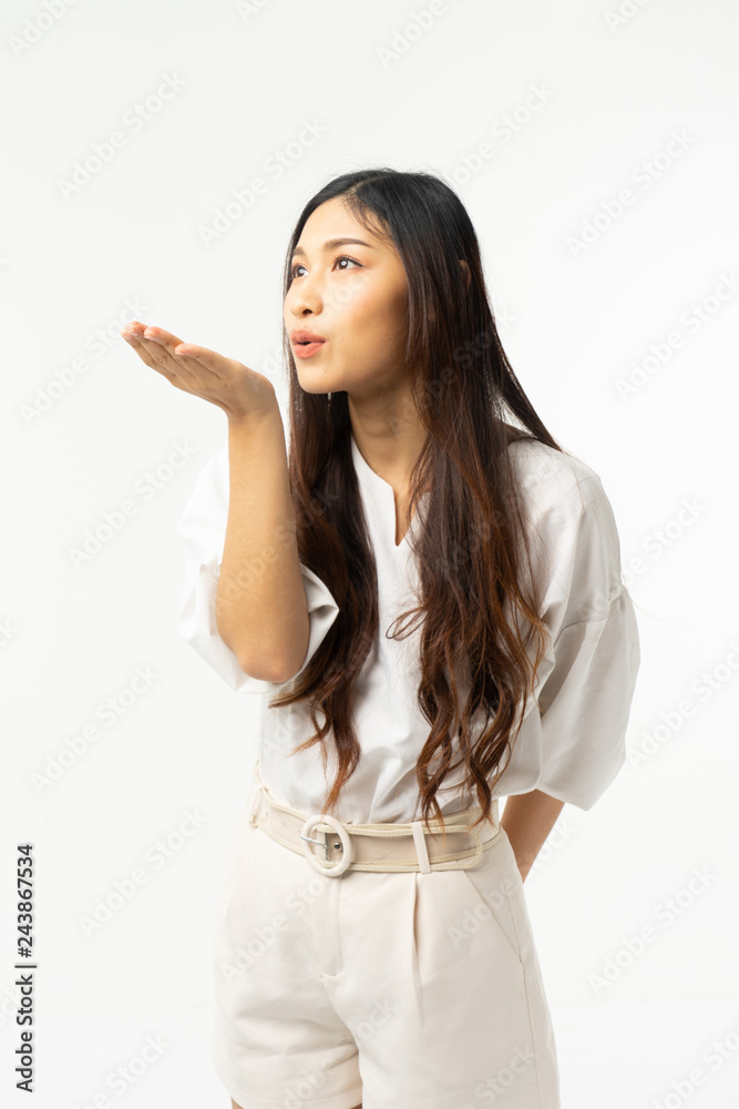 Business asian woman isolated on white. Young beautiful arab woman over isolated background happy face smiling Positive person. Business asian woman isolated on white. Young beautiful arab woman over isolated background happy face smiling Positive person.