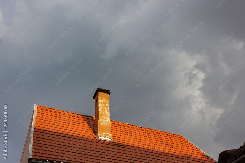 rooftop with chimney
