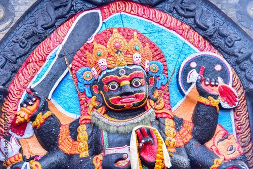 God Kaal Bhairav at Kathmandu Durbar Square in Nepal photo