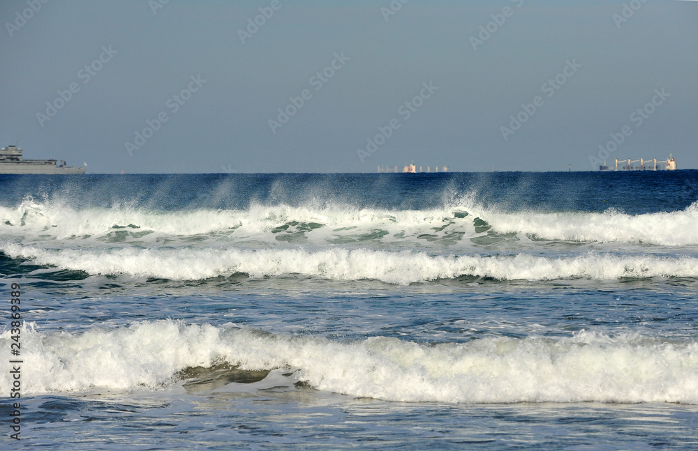 The waves is washing ashore in Dogu beach, South Korea.