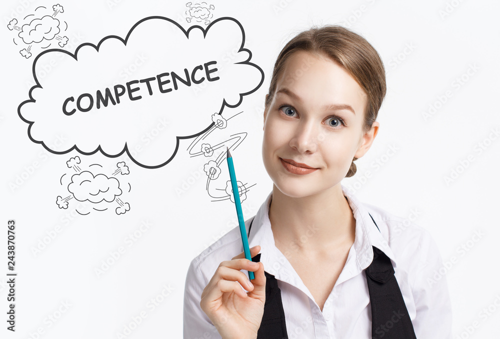 The concept of business, technology, the Internet and the network. A young entrepreneur working on a virtual screen of the future and sees the inscription: Competence The concept of business, technology, the Internet and the network. A young entrepreneur working on a virtual screen of the future and sees the inscription: Competence