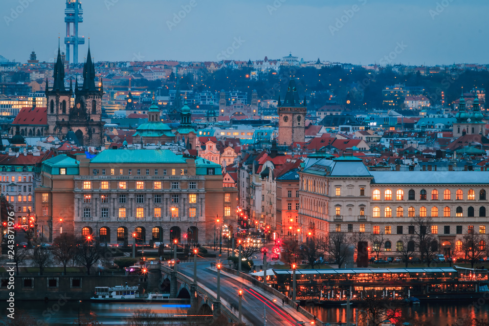 panoramic view from the top of the rooftops of Prague