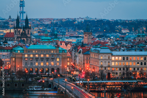 panoramic view from the top of the rooftops of Prague
