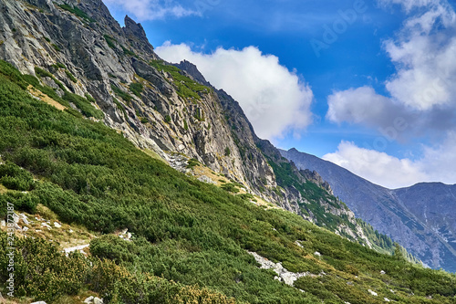 Beautiful panoramic view of the High Tatras mountains in the early autumn, Slovakia.