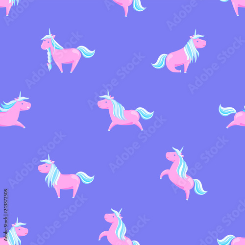 Girlish Pink Seamless Unicorns Mane  Sharp Horns