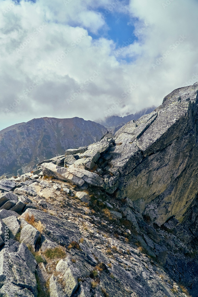 Beautiful panoramic view of the High Tatras mountains in the early autumn, Slovakia.