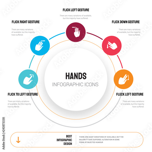 Abstract infographics of hands template. Flick to Left gesture, Right gesture icons can be used for workflow layout, diagram, business step options, banner, web design.