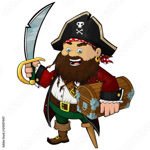 Pirate, funny character, vector icon mesh on isolated white background