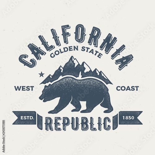 California Golden State - Aged Tee Design For Print