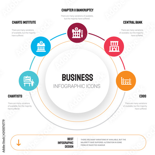 Abstract infographics of business template. Chartists, Charte Institute Purchasing and Supply icons can be used for workflow layout, diagram, step options, banner, web design.