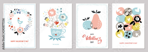 Valentine s Cards in scandinavian style. 