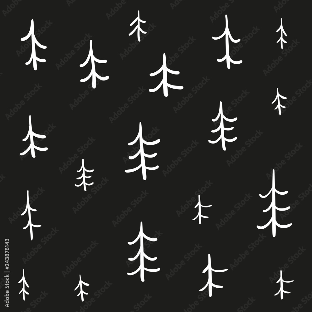 Obraz premium Nursery background with Xmas trees, vector illustration