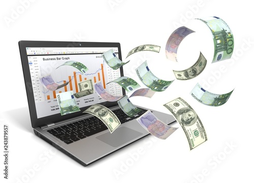 Fotografie make money online with laptop concept