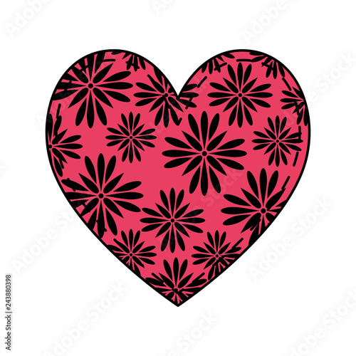 heart love with flowers valentines card