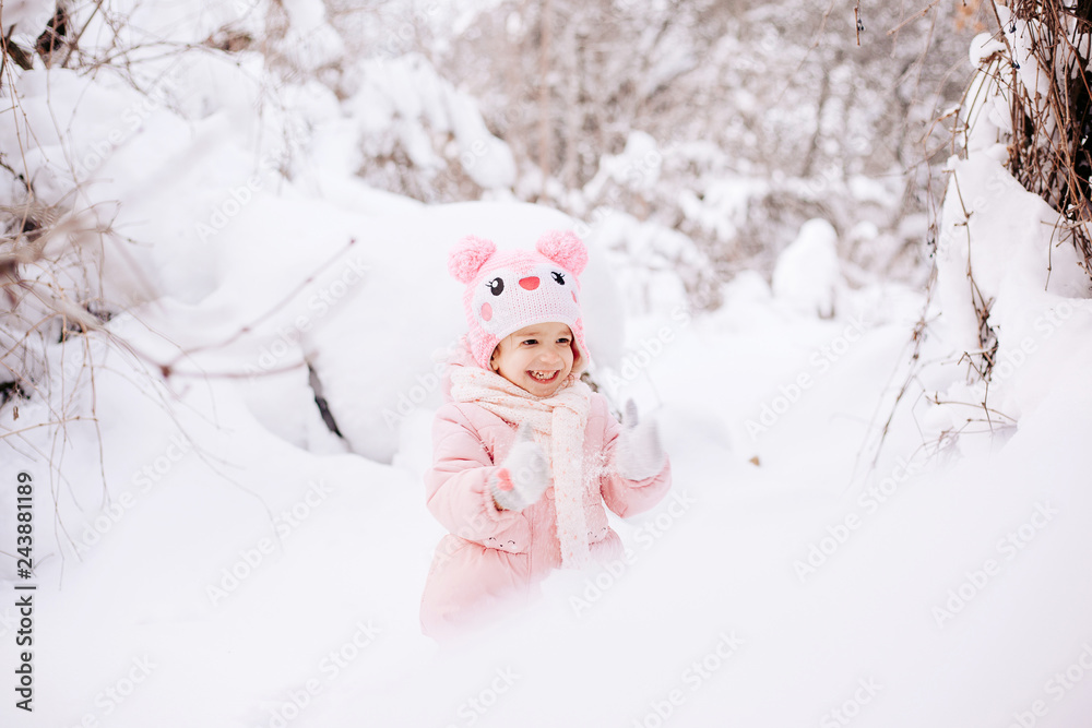 happy baby in the snow
