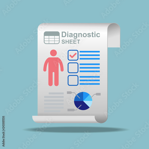 Diagnostic sheet icon vector flat design.