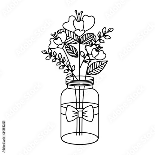 mason jar with beautiful flowers decoration