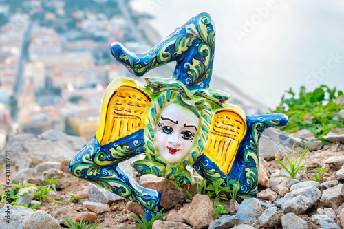 Ceramic Trinacria. Cefalu, Sicily, Italy photo