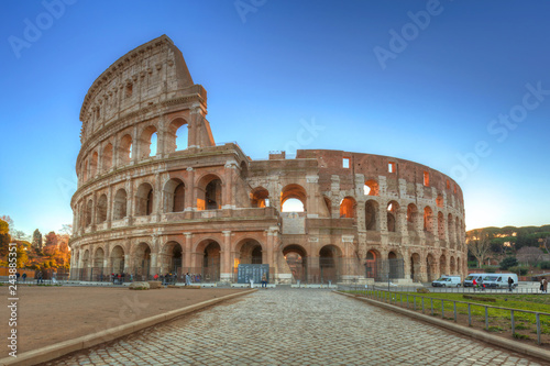 The Colosseum in Rome at sunrise  Italy