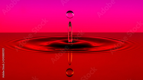 Goutte d'eau sur fond rouge