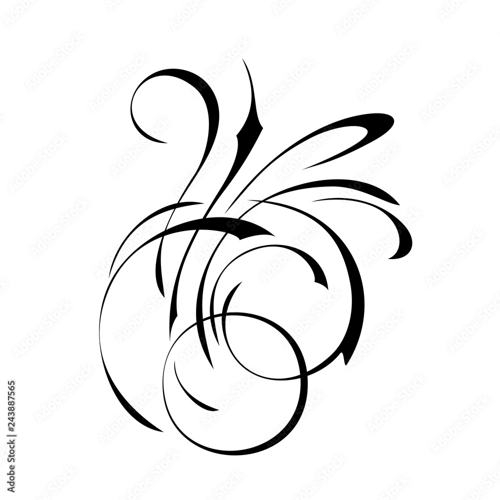 abstract decorative pattern in smooth black lines on a white background abstract decorative pattern in smooth black lines on a white background