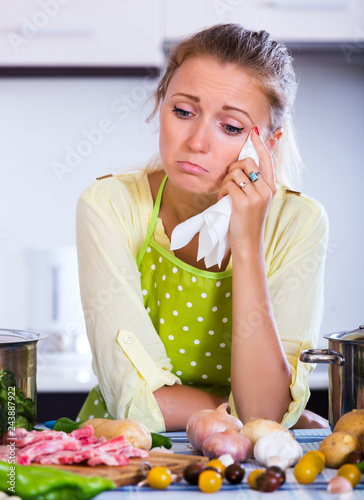 Frustrated girl looking at ingredients