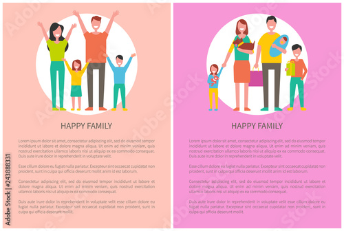 Happy Family Spend Time Together Posters with Text