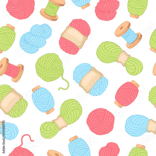 Wallpaper Mural Seamless vector pattern. Needlework and crocheting and knitting. Concept of women's leisure. Icons for sewing shop. Women's hobby Torontodigital.ca