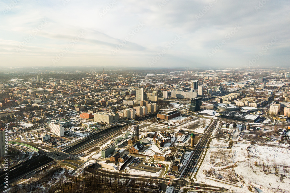Katowice- krajobraz miasta- zimą