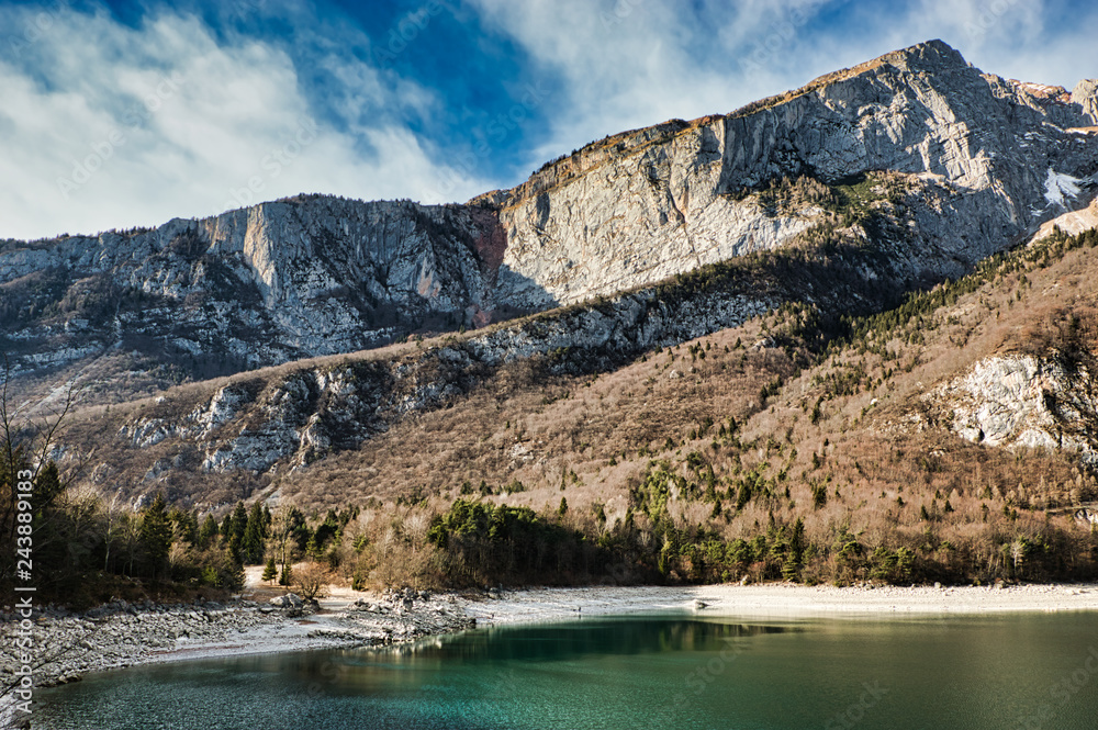Molveno lake on a winter's day, Trentino, Italy