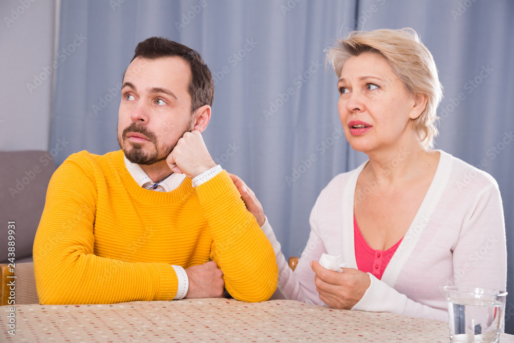 Fototapeta premium Mother and son arguing