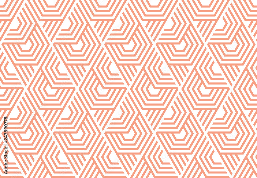 Abstract geometric pattern with stripes, lines. Seamless vector background. White and pink ornament. Simple lattice graphic design Abstract geometric pattern with stripes, lines. Seamless vector background. White and pink ornament. Simple lattice graphic design