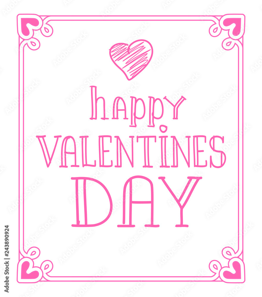 Happy Valentines Day Pink on Vector Illustration