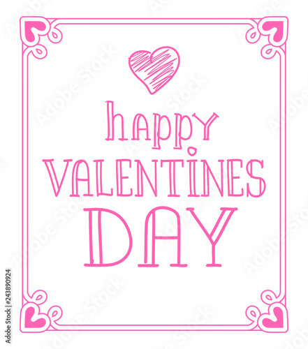 Happy Valentines Day Pink on Vector Illustration