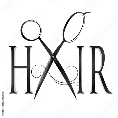 Scissors and lock of hair design for hair stylist