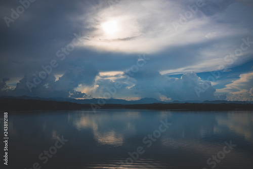 blue sky river lake mountain wildlife Kanchanaburi Thailand