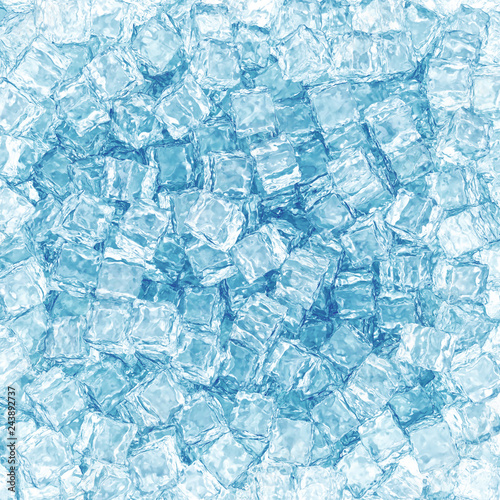 Background from large ice cubes of blue color. 3d illustration