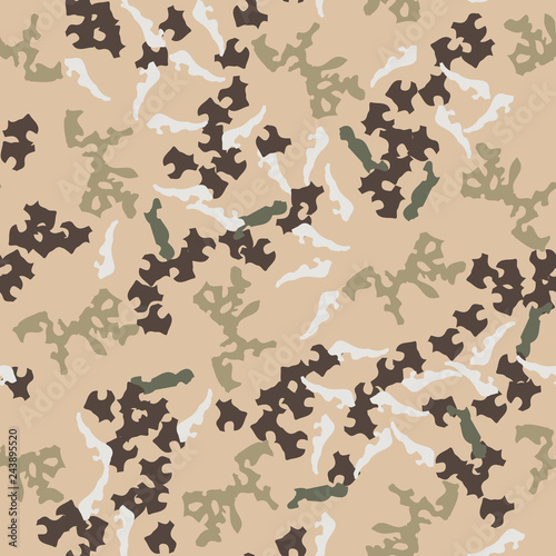 Universal camouflage of various shades of beige, brown, green and white colors