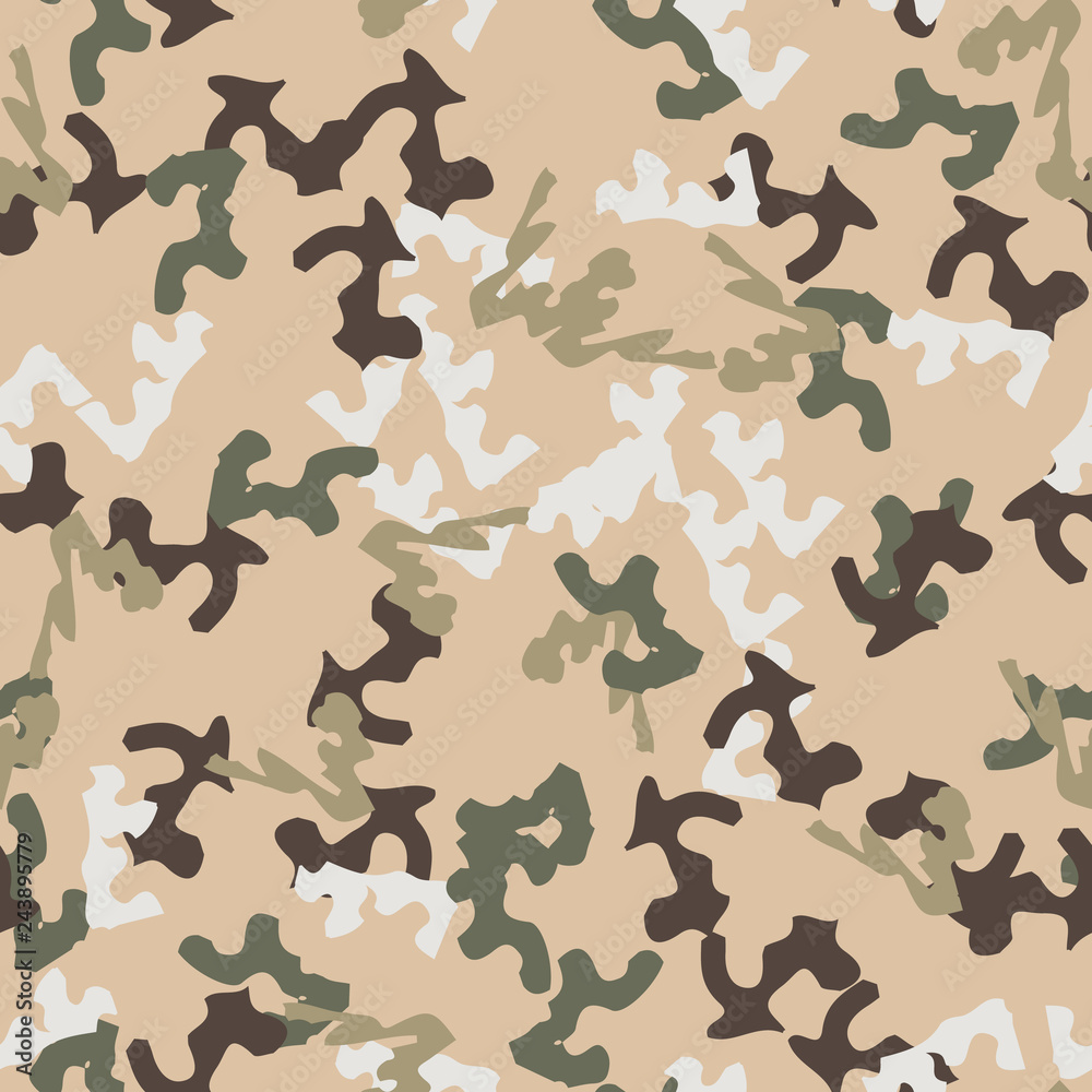 Universal camouflage of various shades of beige, brown, green and white colors Universal camouflage of various shades of beige, brown, green and white colors