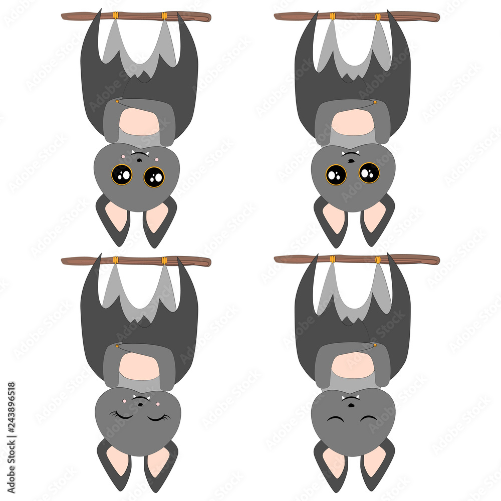 Bat Set Vector Illustration