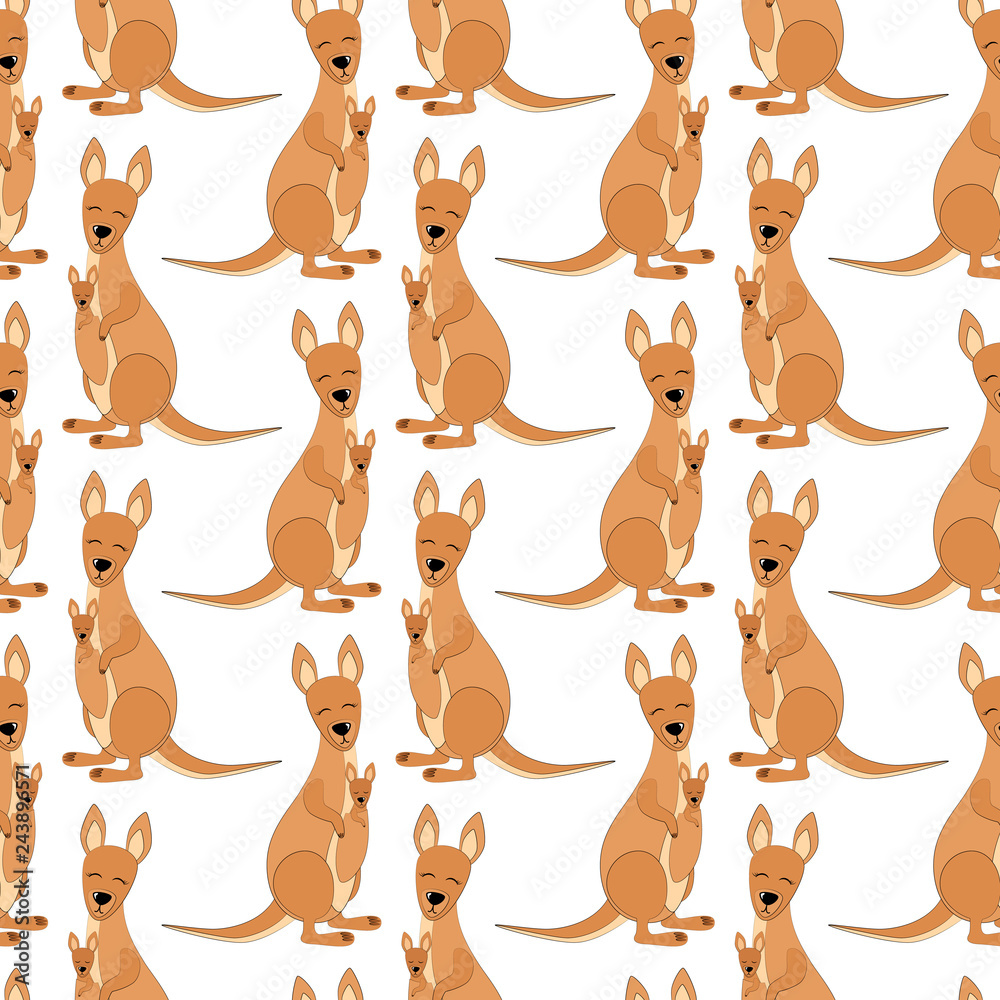 Fototapeta premium Kangaroo Seamless Vector Pattern.Vector background