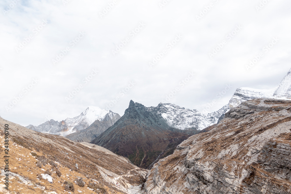 Snow mountain cloudy sky Snow mountain cloudy sky
