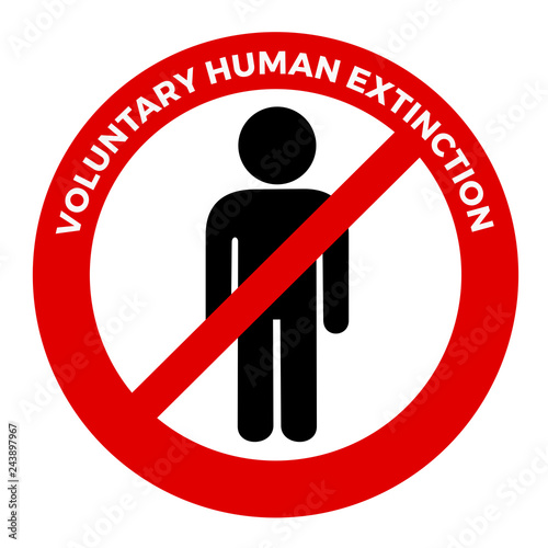 Voluntary human extinction - negative attitude towards humankind, mankind and human existence. Vector illustration