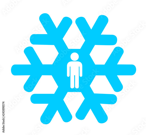 Metaphor meaning - snowflake with silhouette of man as symbol of Snowflake generation - weak, fragile, vulnerable people. vector illustration