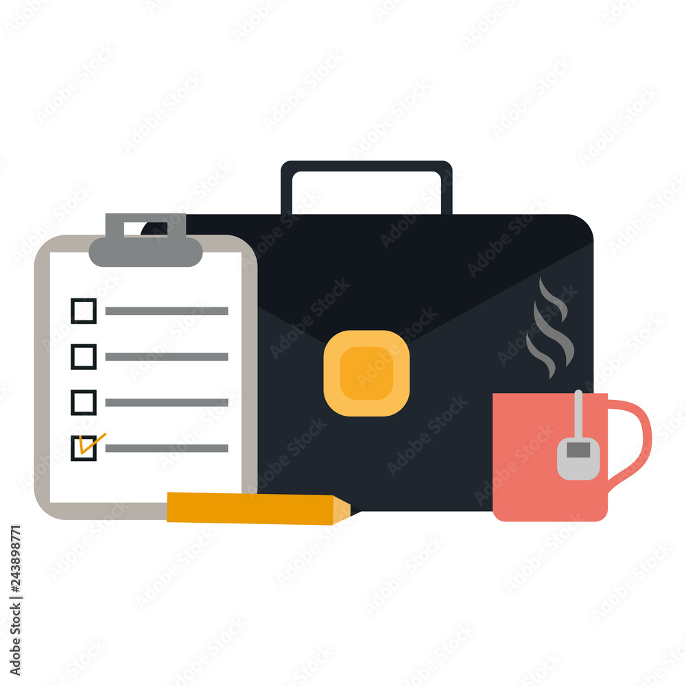 briefcase clipboard and coffee with pencil briefcase clipboard and coffee with pencil