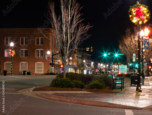 City in North Carolina decorated for Christmas photo