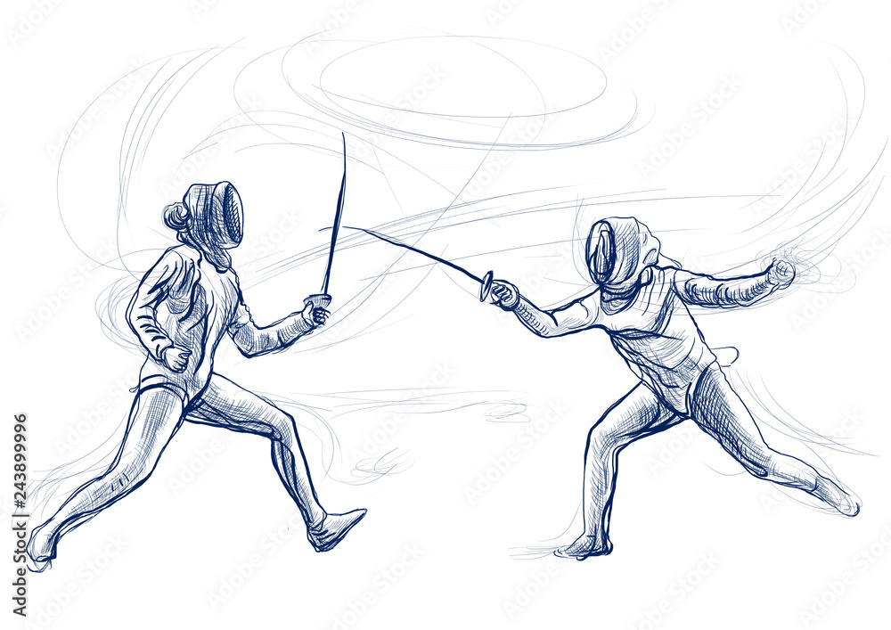 Fototapeta premium Fencing - An hand drawn illustration. Freehand sketching.