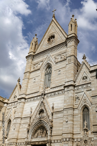 Facade of Naples Cathedral in Naples, Italy