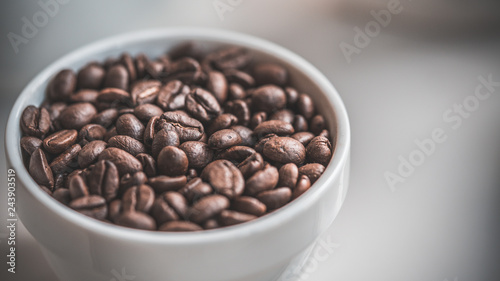 Roasted Coffee Beans In White Cup